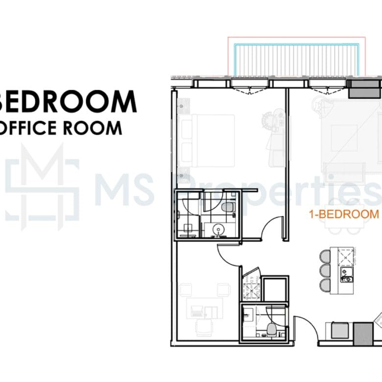 1BHK + Office in an Amazing Location of The Pearl
